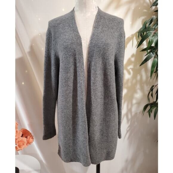 Madewell Womens Merino Wool Alpaca Blend Open Cardigan Sweater Size M Gray Cozy - Picture 1 of 13